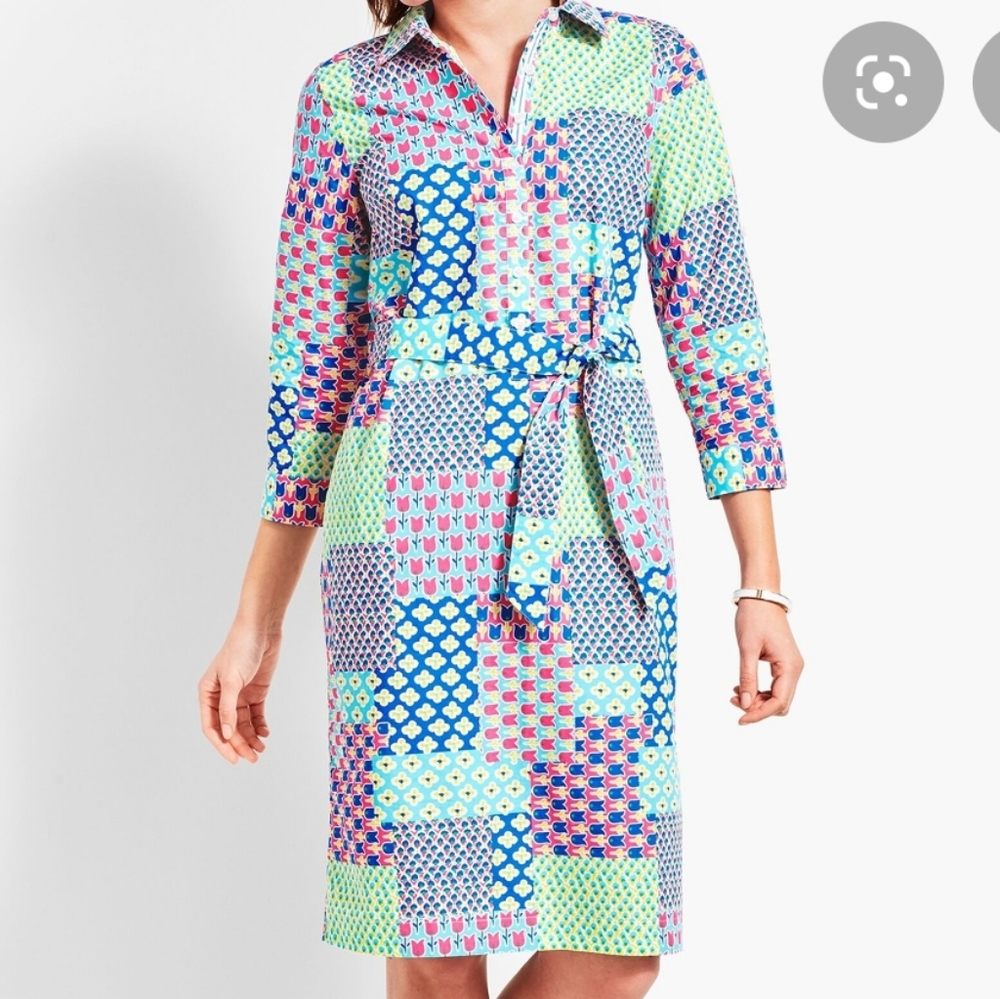 Talbots Island Patchwork Belted Shitdress